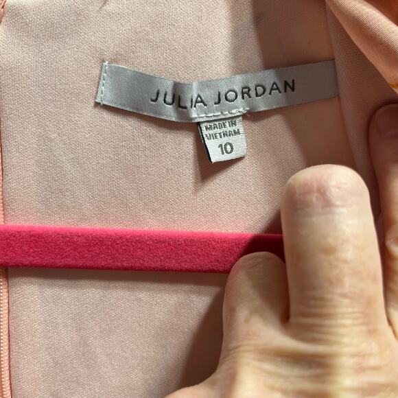 Julia Jordan Ruffled Flounce Bell Sleeve Floral Paisley Pink Midi Dress 10 NWT - Picture 4 of 16